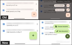 Google Docs floating action button