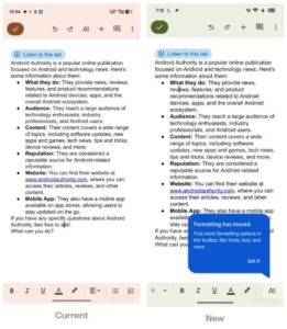 Google Docs formatting tool
